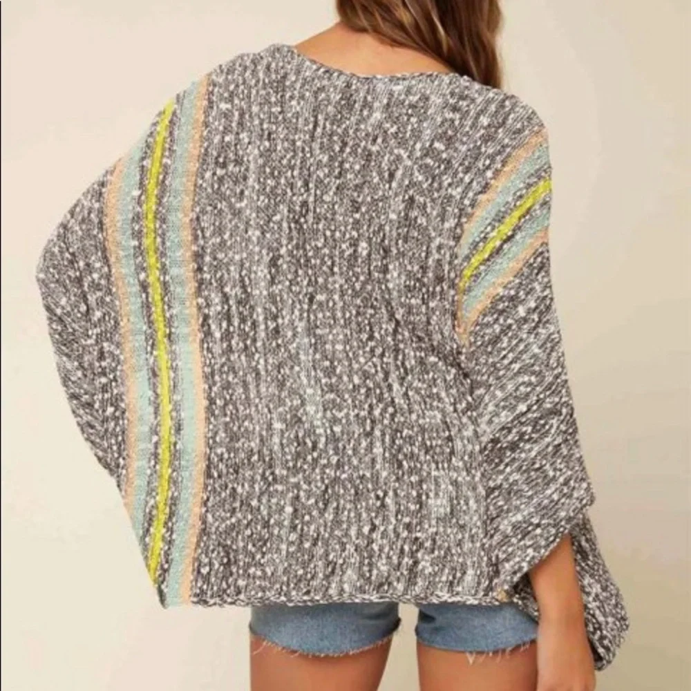 O’Neill abstract stripe beachbum- cape-sleeve sweater top - Picture 2 of 4